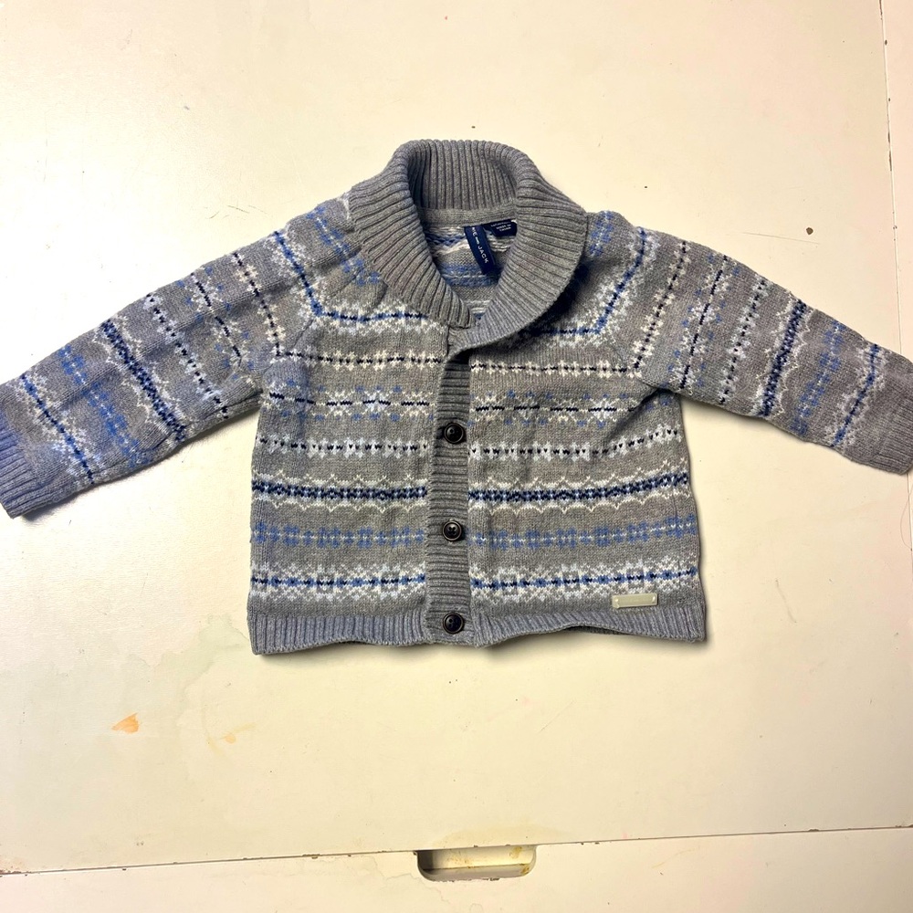 Janie and Jack 3-6 month grey blue cardigan button up sweater
